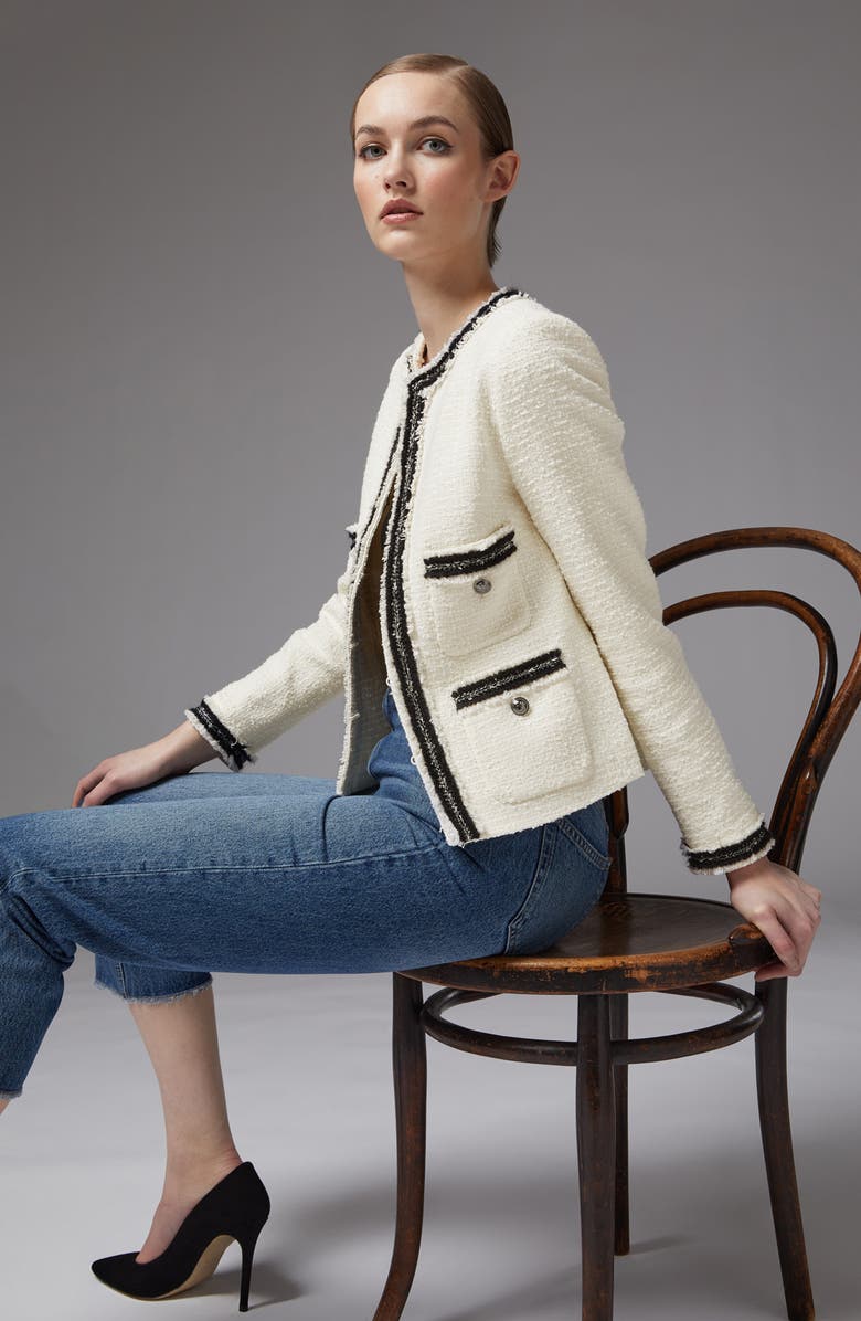 LK Bennett Charlee Tweed Jacket, Alternate, color, Cream