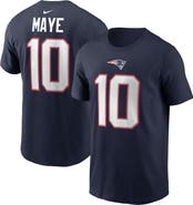 Nike Men's Nike Drake Maye Navy New England Patriots First Round Pick Name & Number T-Shirt