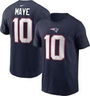 Nike Men's Nike Drake Maye Navy New England Patriots First Round Pick Name & Number T-Shirt