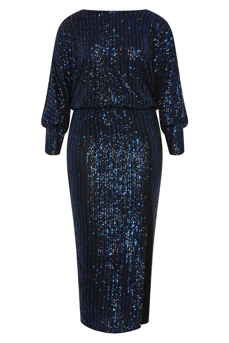 Galilea Sequin Long Sleeve Gown, Alternate, color, NAVY