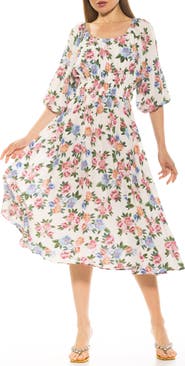 Alexia Admor Emily Balloon Sleeve Fit & Flare Midi Dress