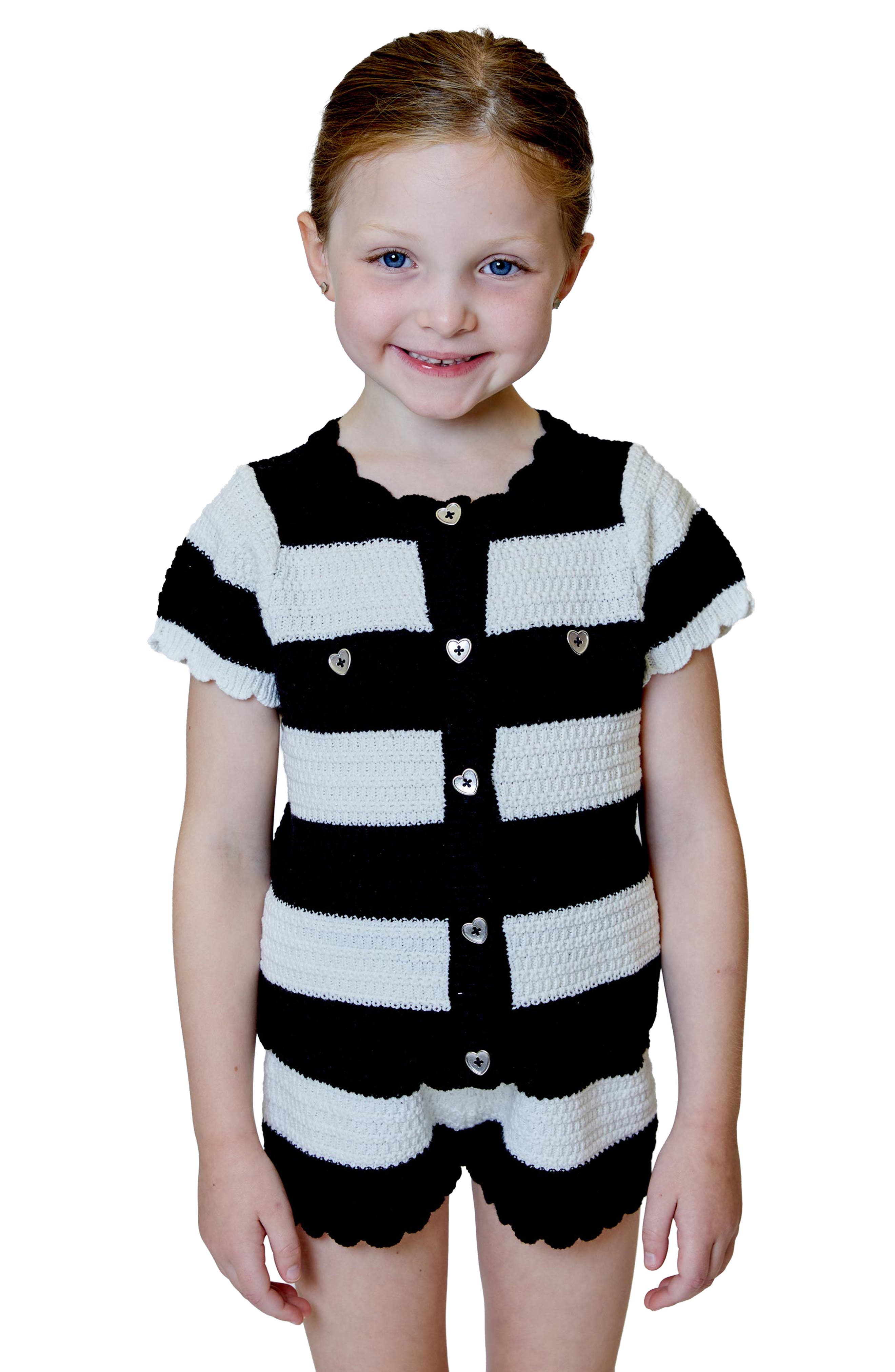 Design History Kids' Stripe Short Sleeve Sweater & Shorts Set