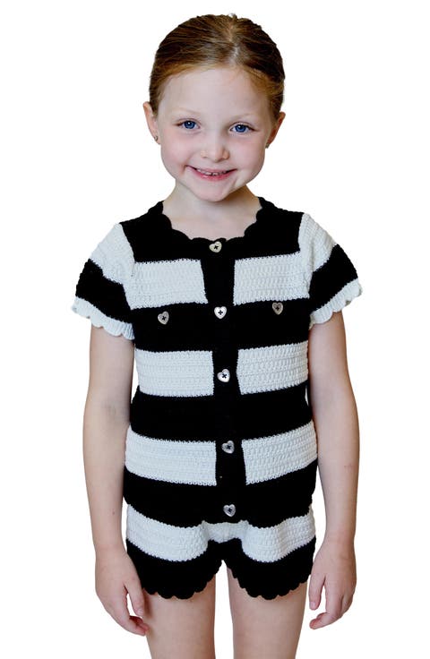 Kids' Stripe Short Sleeve Sweater & Shorts Set (Big Kid)