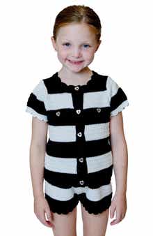 Design History Kids' Stripe Short Sleeve Sweater & Shorts Set