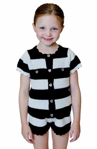 Design History Kids' Stripe Short Sleeve Sweater & Shorts Set