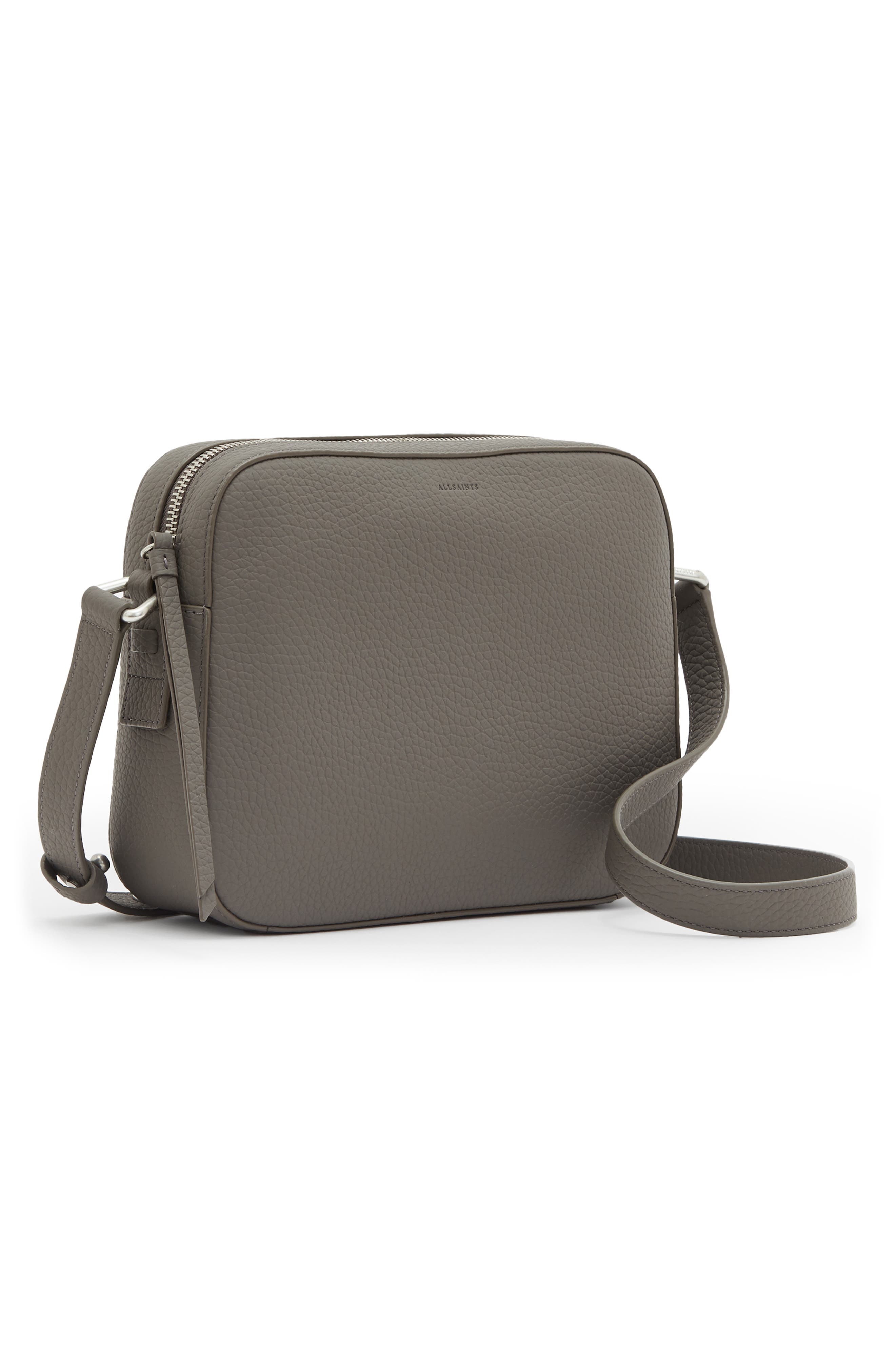 Leather Camera Crossbody Bag, Alternate, color, STORM GREY