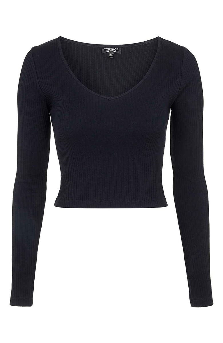 Topshop V-Neck Crop Sweater, Alternate, color,