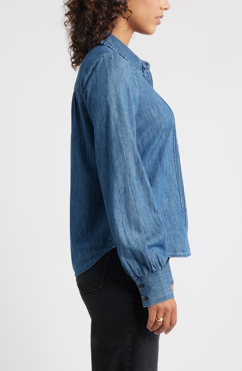 Caslon<sup>®</sup> Pintuck Cotton Chambray Button-Up Shirt, Alternate, color, Dark Wash