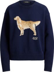 Lauren Ralph Lauren Golden Retriever Intarsia Cotton Sweater