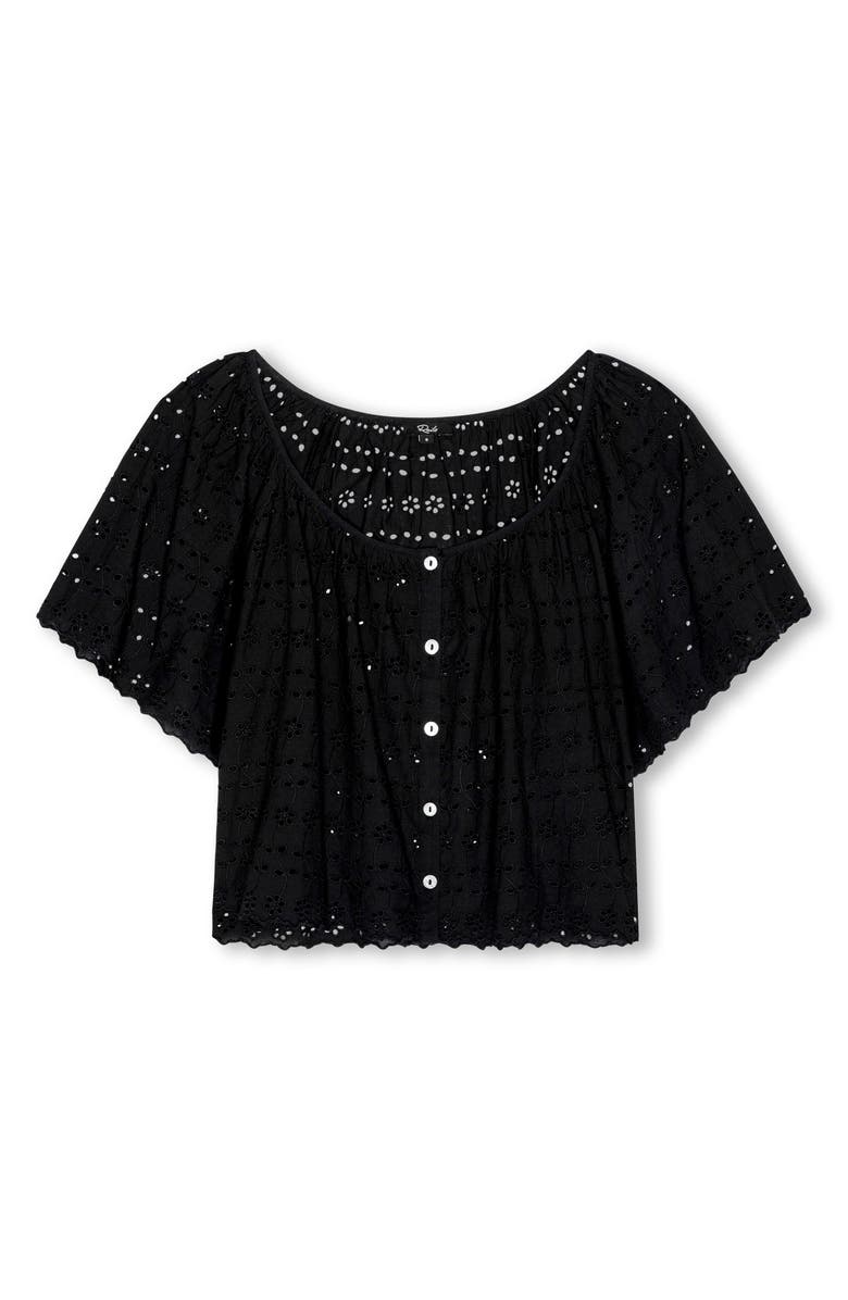 Rails Miller Scoop Neck Crop Top, Alternate, color, Black Eyelet