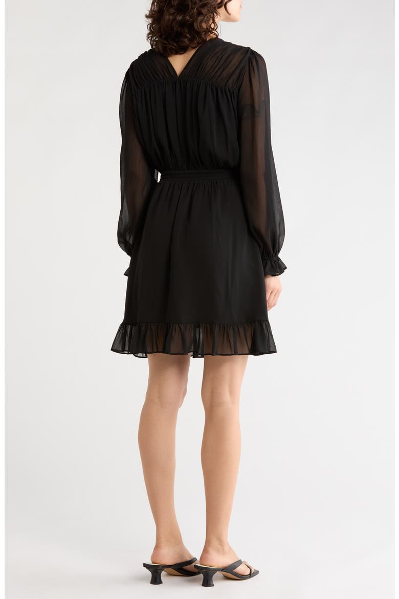 Bow Frill Long Sleeve Dress, Alternate, color, BLA-BLACK