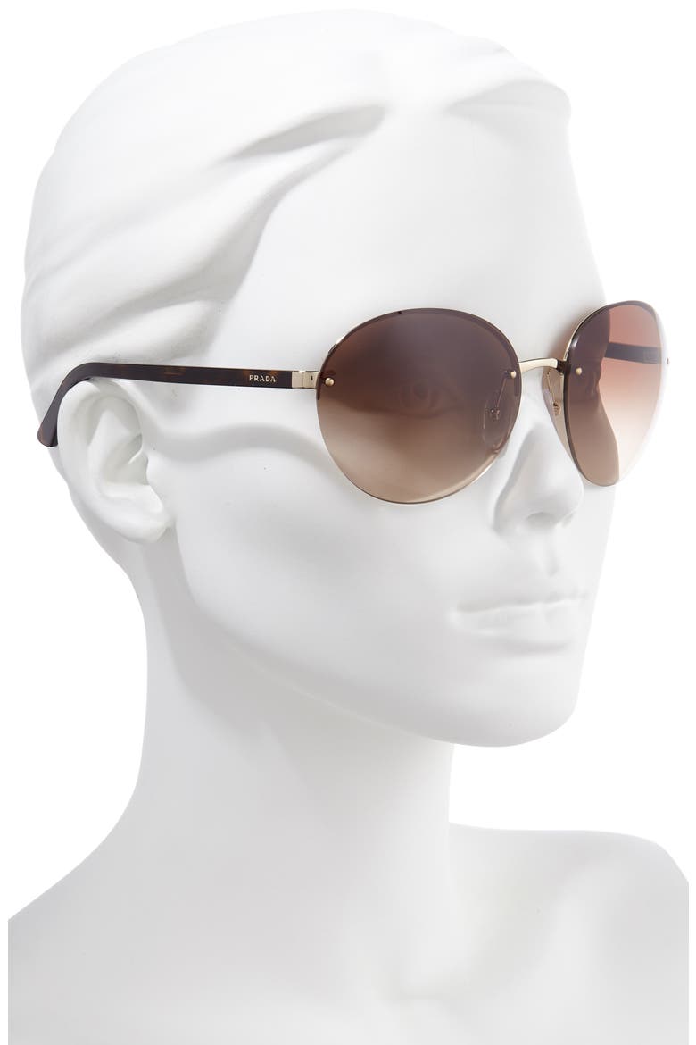 61mm Rimless Round Sunglasses, Alternate, color, BROWN/ GOLD/ BROWN GRADIENT
