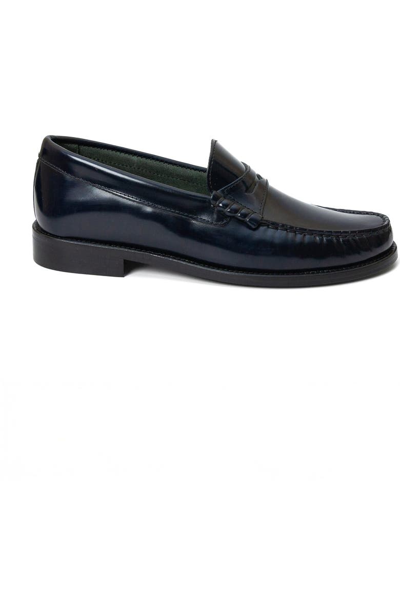 Menina Step Mila Leather Penny Loafer, Main, color, Navy