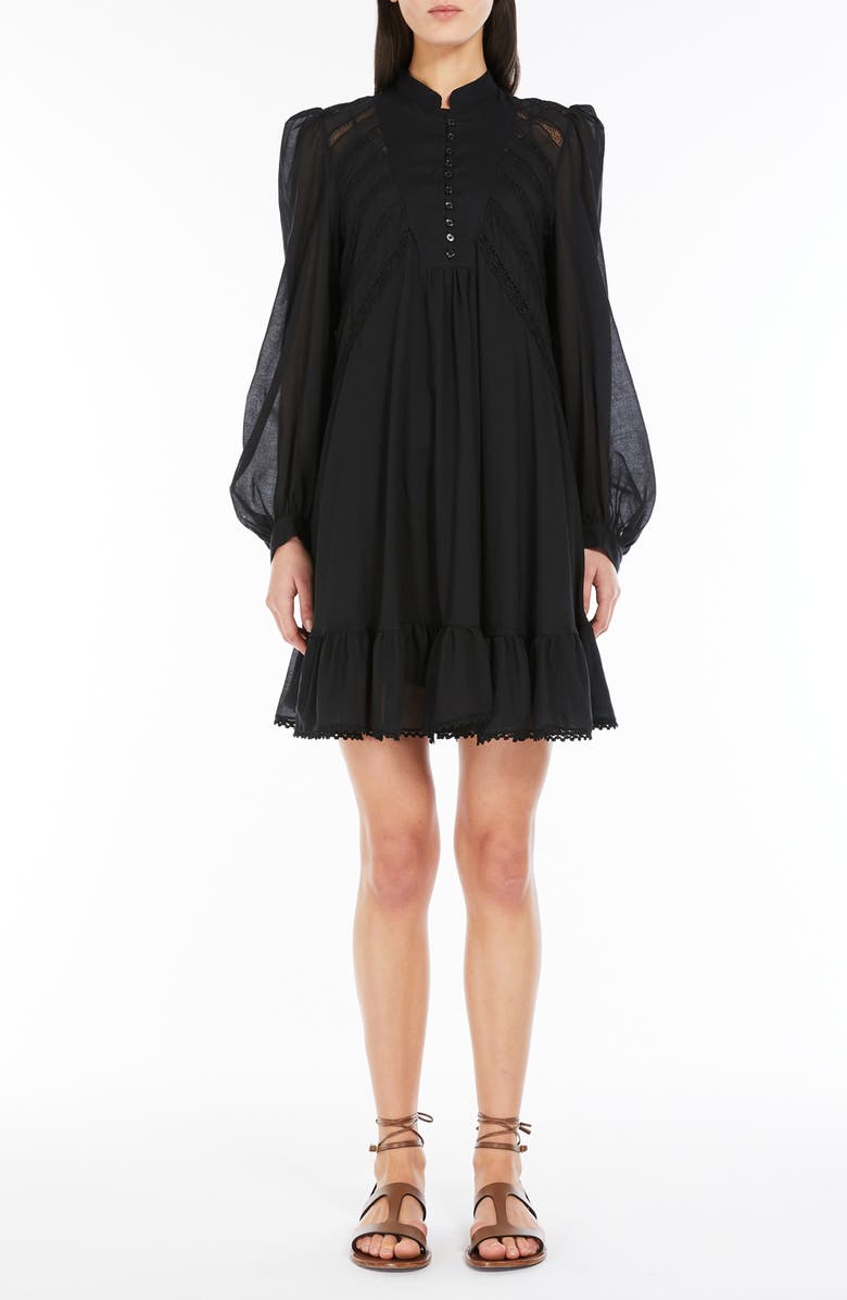 Weekend Max Mara Lace Detail Long Sleeve Cotton Minidress, Main, color, 