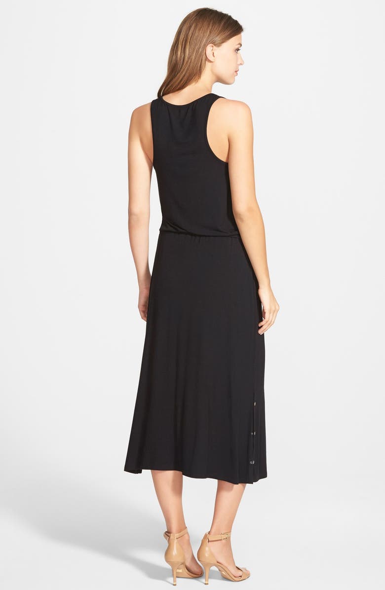 Caslon<sup>®</sup> Snap Detail Drawstring Waist Midi Dress, Alternate, color, 