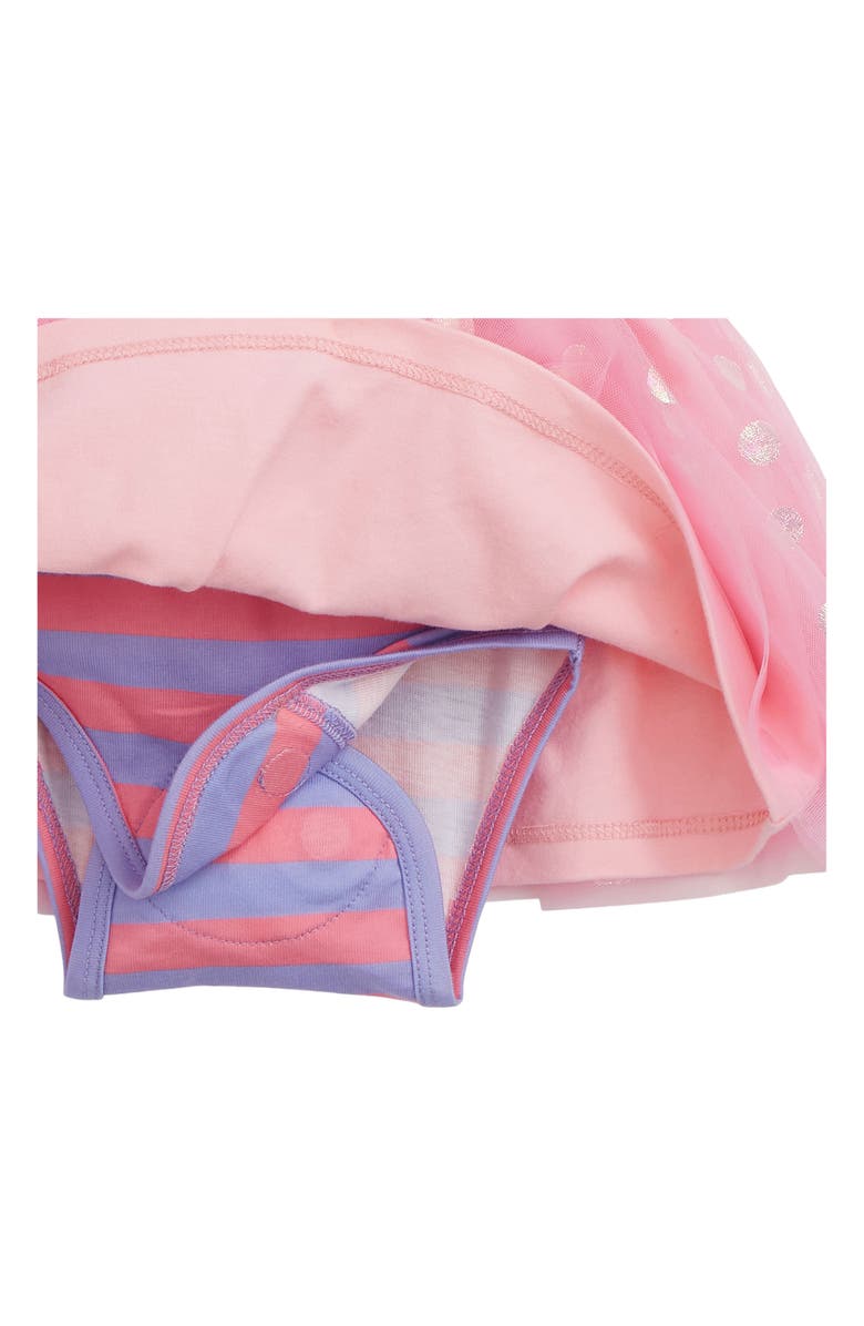 Magnetic Me Shell Pink Stripe Flutter Sleeve Dress, Alternate, color, 