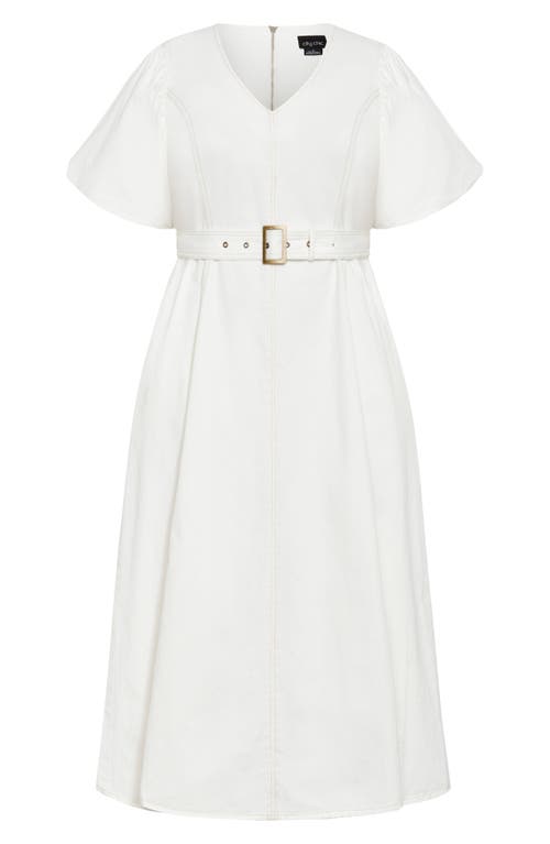 City Chic Delilah Flutter Sleeve Denim Midi Dress