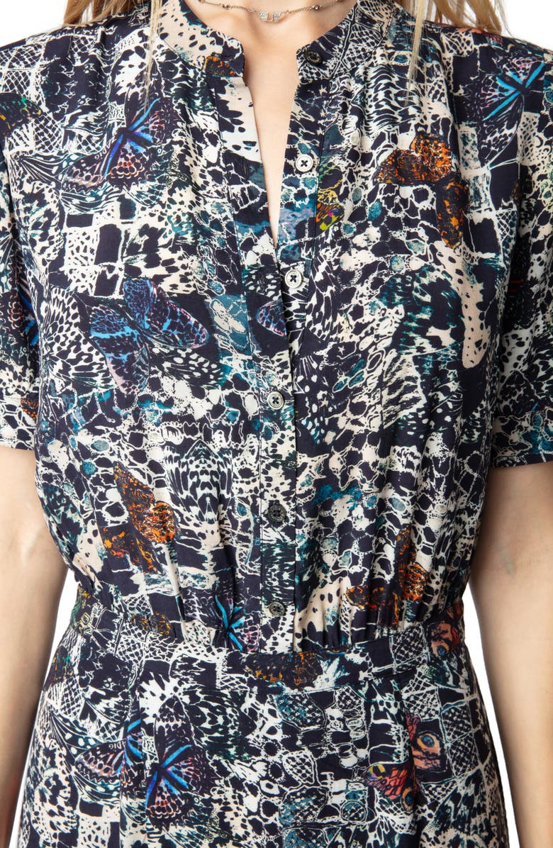 Zadig & Voltaire Rimaz Soft Butterflies Short Sleeve Shirtdress, Alternate, color,