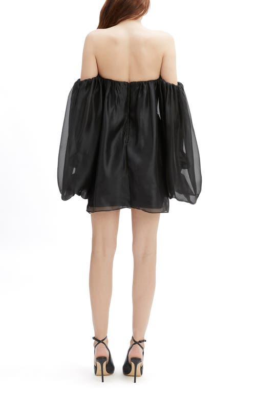 Bardot Freda Volume Off The Shoulder Long Sleeve Minidress In Black