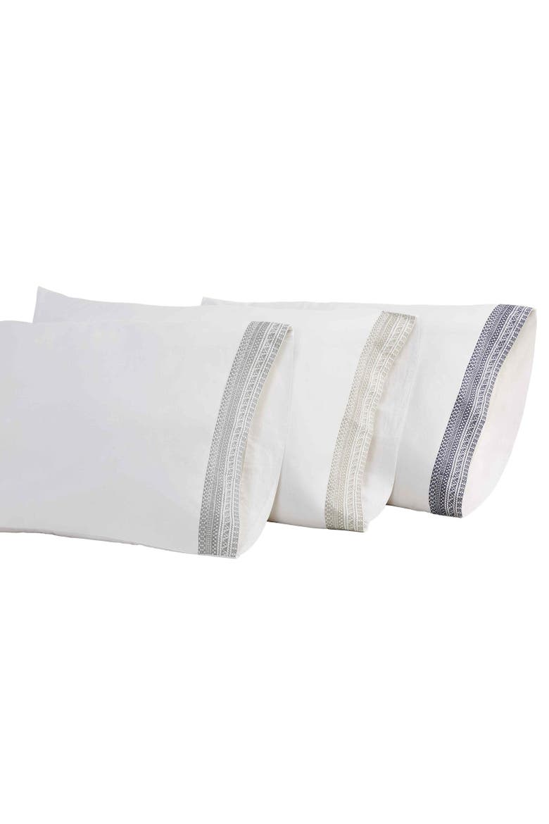 Olivia Cotton Percale Pillowcase - Set of 2, Alternate, color, White/Dune