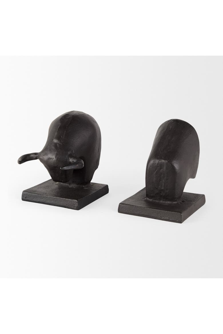 Tauro Cast Aluminum Raging Bull Bookends, Alternate, color, Black