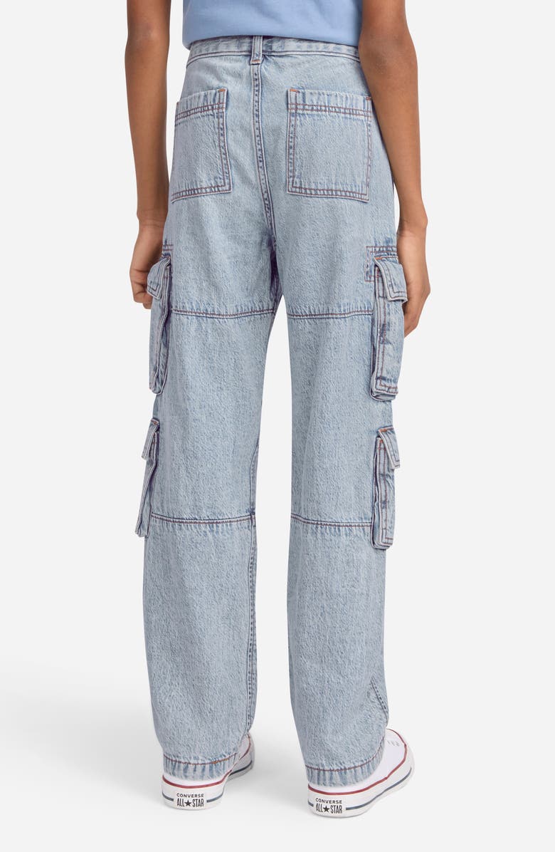 abercrombie kids Kids' Baggy Denim Cargo Pants, Alternate, color, Lcmgoat
