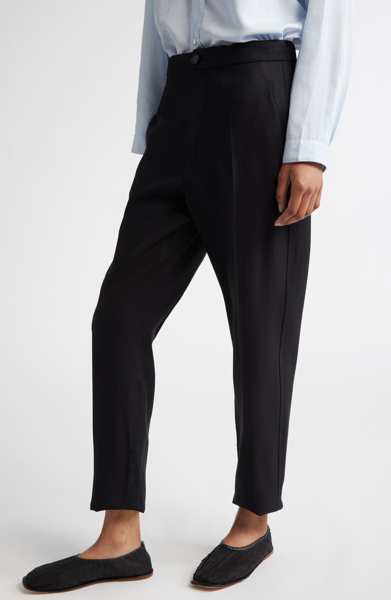 SETCHU Origami Pintuck Slim Straight Leg Virgin Wool Blend Pants, Alternate, color, Black