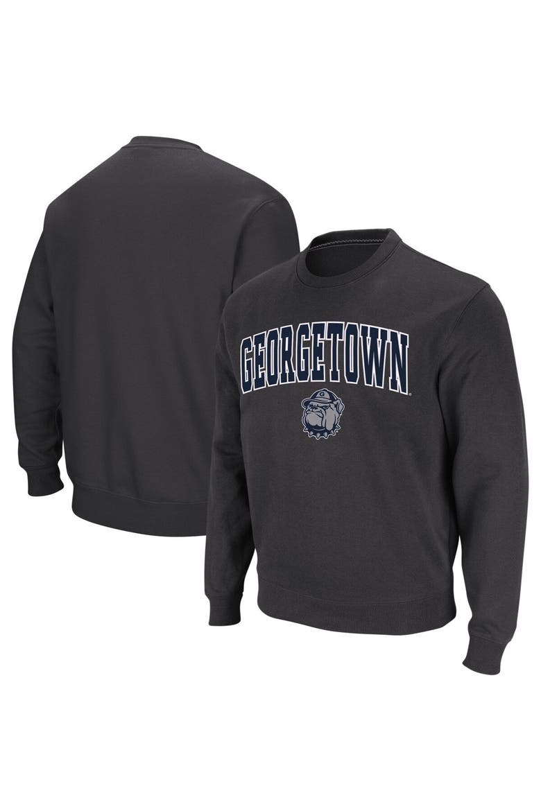 Men's Colosseum Charcoal Georgetown Hoyas Arch & Logo Crew Neck Sweatshirt, Alternate, color, Charcoal