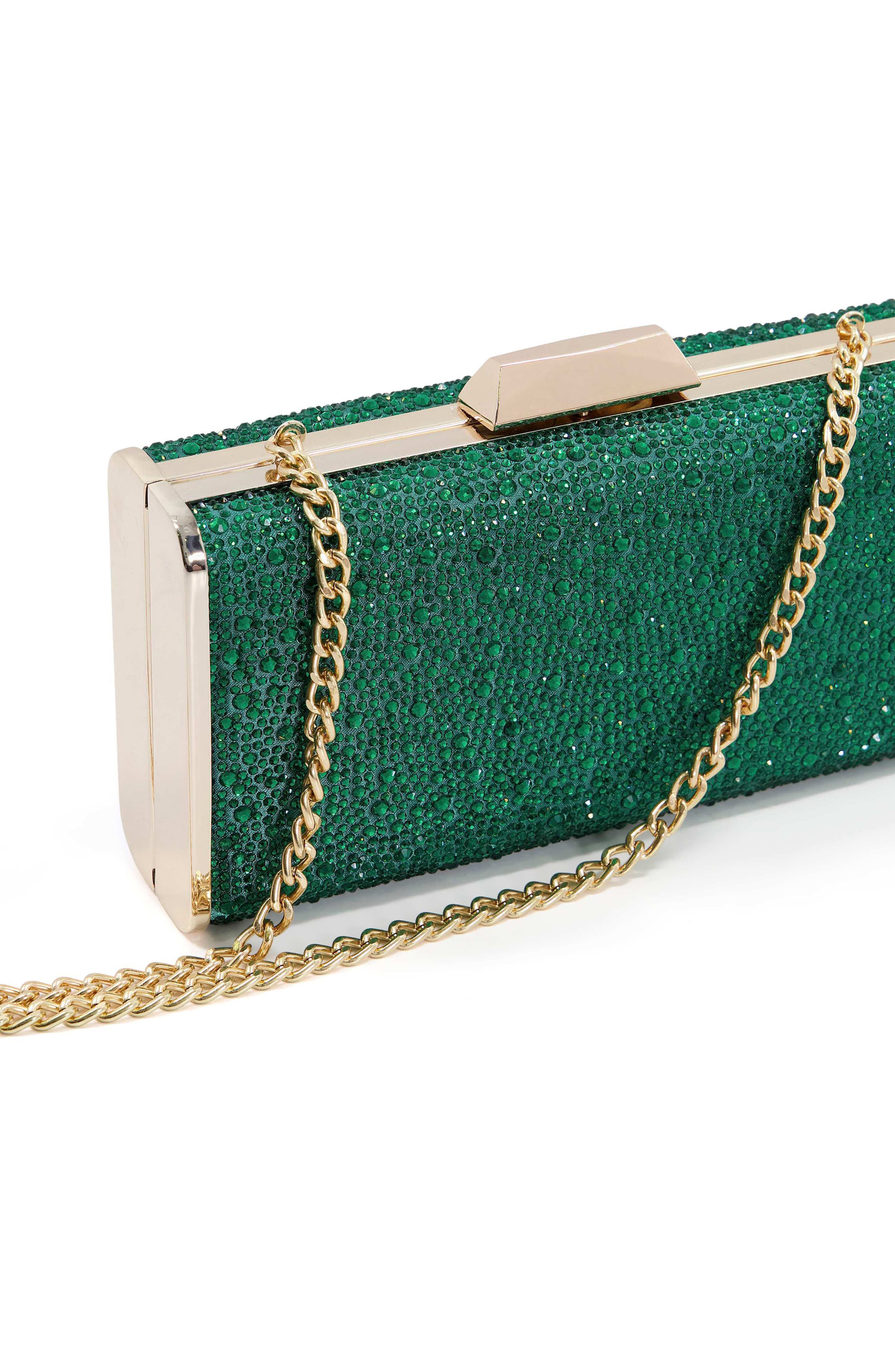 Dune London Bettey Frame Clutch, Alternate, color, Green