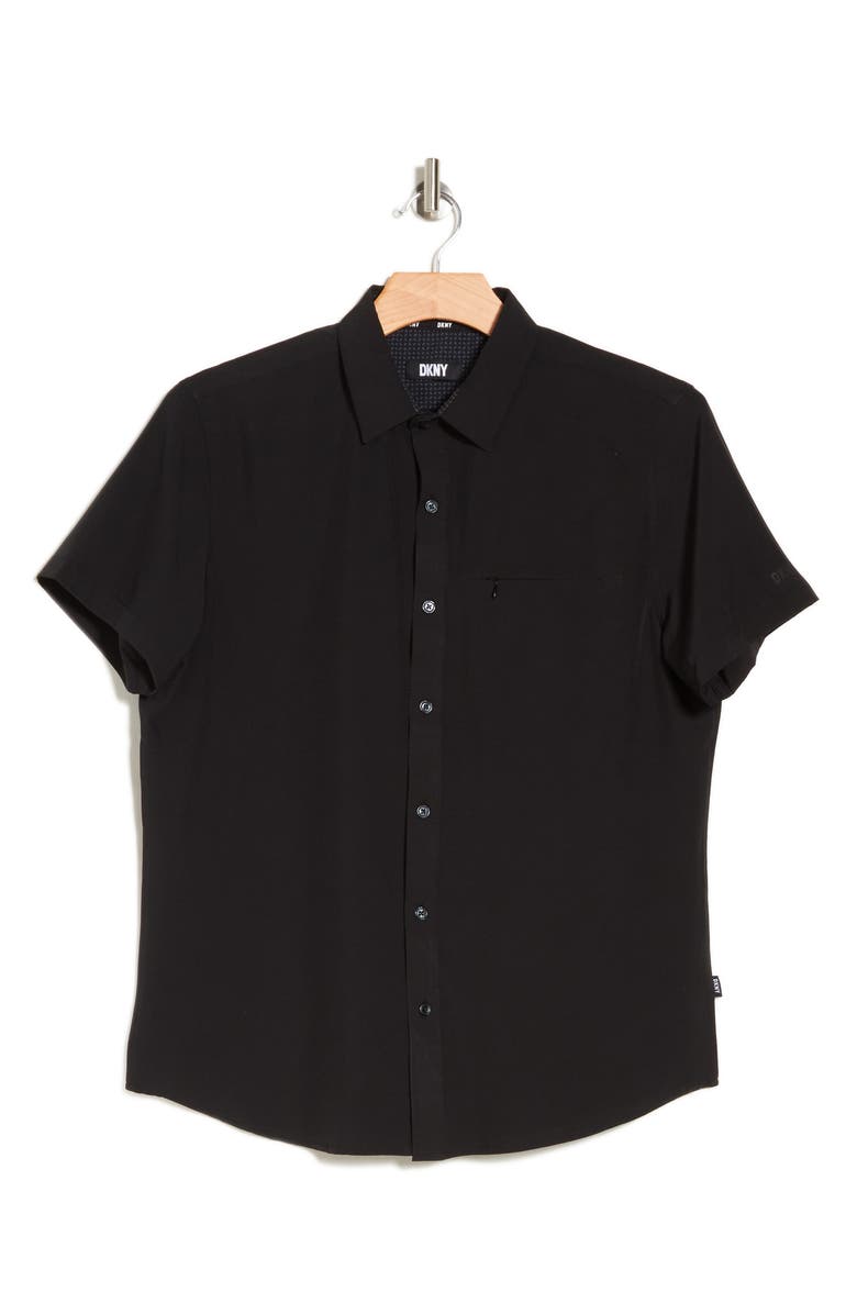 DKNY Lenox Short Sleeve Button-Up Tech Shirt, Alternate, color, 