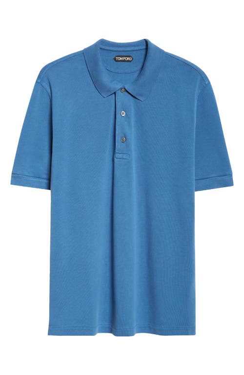 Tom Ford Lyocell & Cotton Piqué Polo In Hb532 Denim Blue