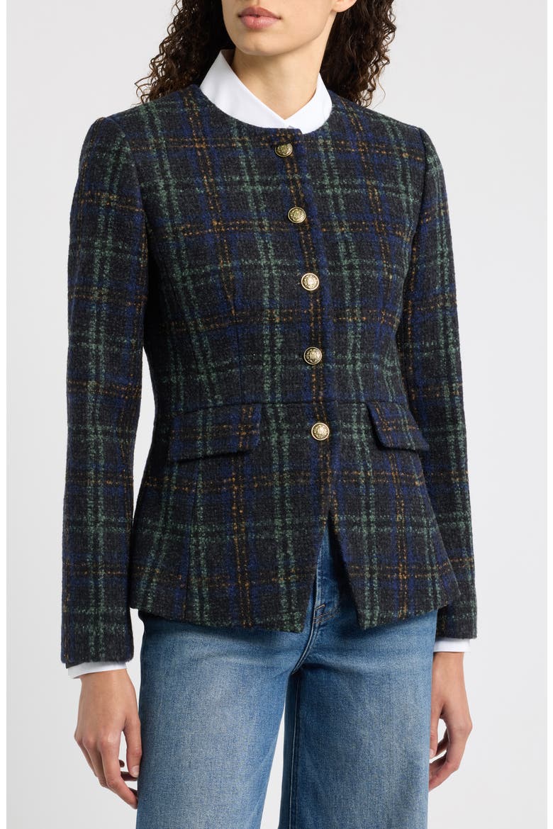 Warby Wool Blend Jacket, Alternate, color, NAVY TARTAN