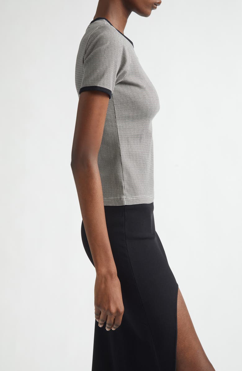 Courrèges Houndstooth Check Contrast Trim Logo T-Shirt, Alternate, color, Houndstooth/ Black