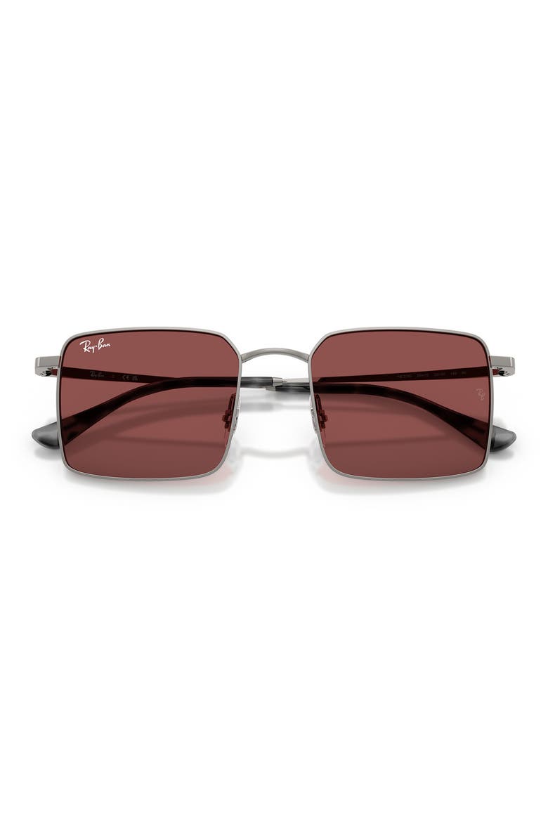 53mm Square Sunglasses, Alternate, color, GUNMETAL / DARK VIOLET