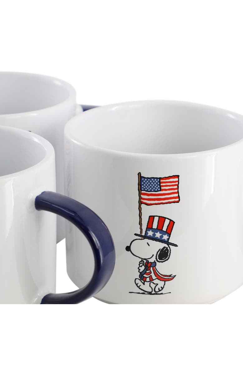 4 Piece 15 Ounce Stoneware Mug Set, Alternate, color, White