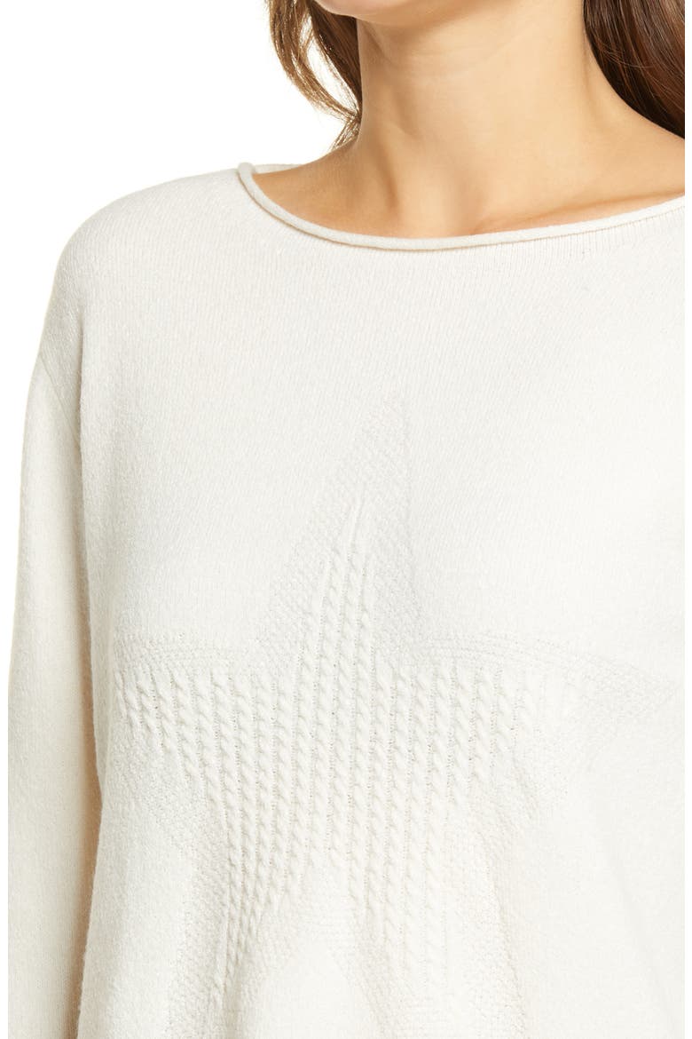 Cable Knit Star Sweater, Alternate, color, OFF WHITE
