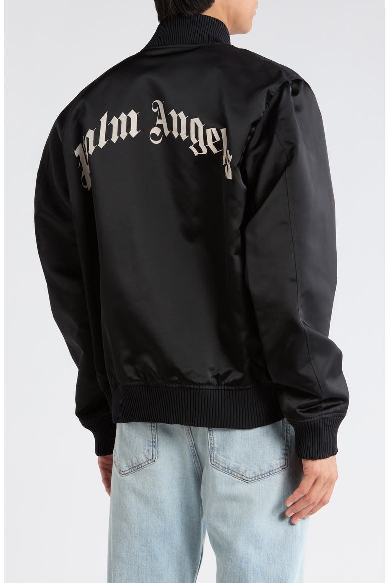 Curved Logo Bomber Jacket, Alternate, color, BLACK