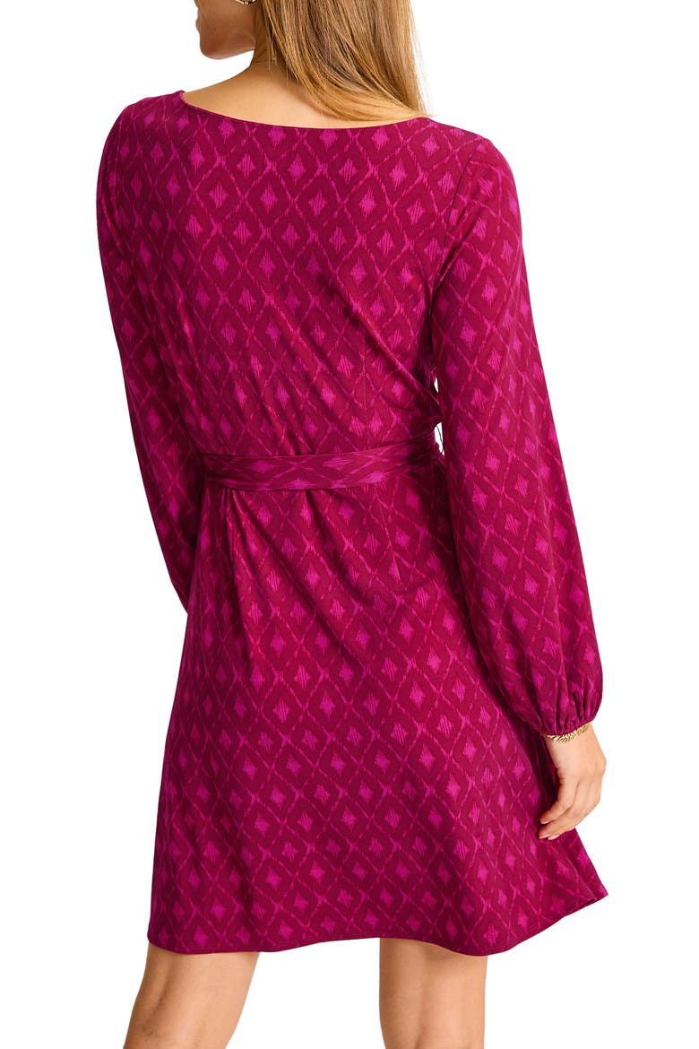 Diamond Cay Tie Belt Long Sleeve Stretch Minidress, Alternate, color, NIGHT FLOWER