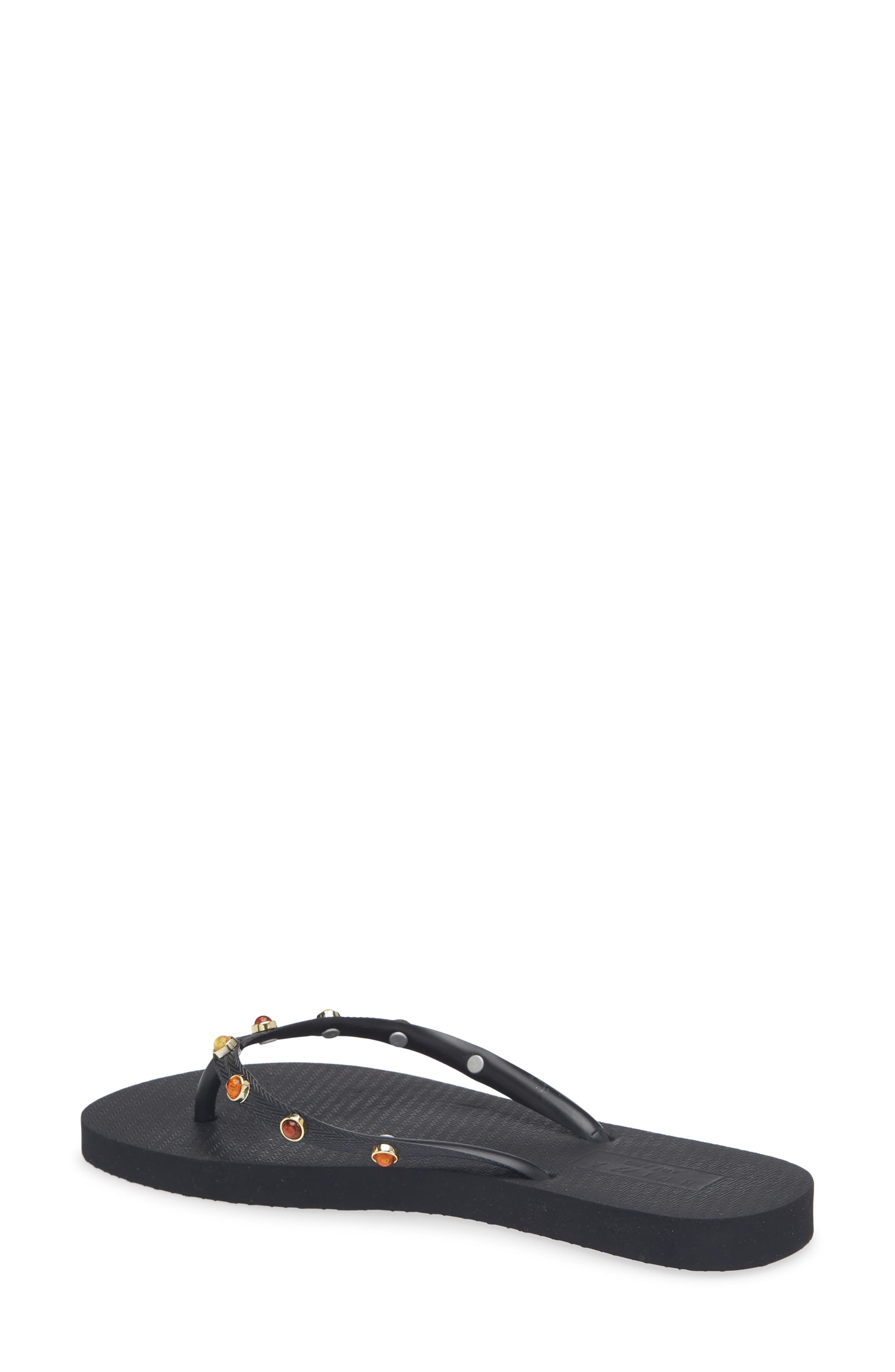BRIZZA Stone Embellished Flip Flop, Alternate, color, Black