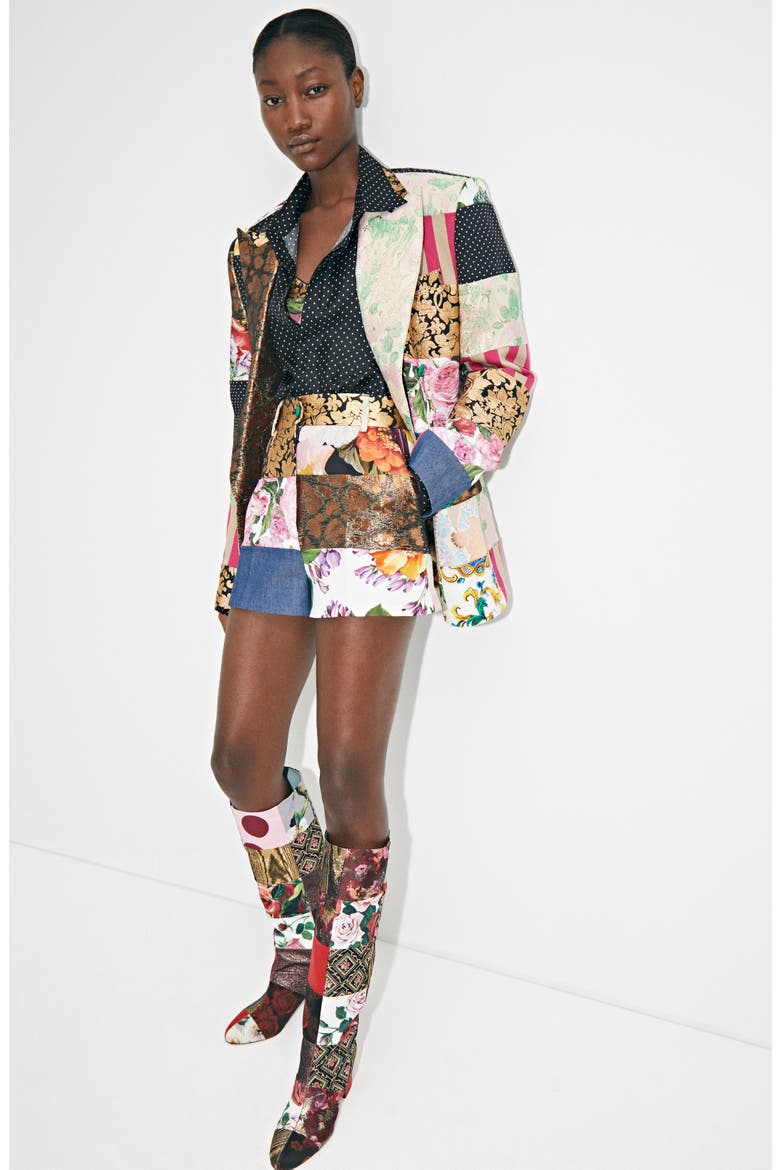 Patchwork Double Breasted Jacket, Alternate, color, MULTI