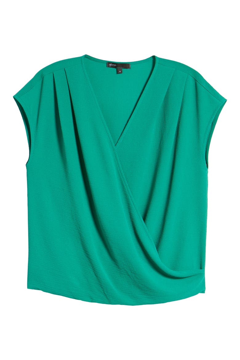 Gibson Draped Faux Wrap Top, Alternate, color, GREEN LAKE