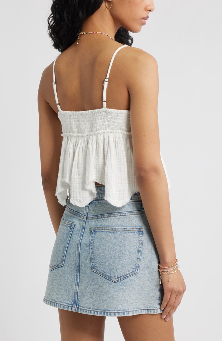 BP. Lace & Cotton Gauze Babydoll Camisole, Alternate, color, White Blanc