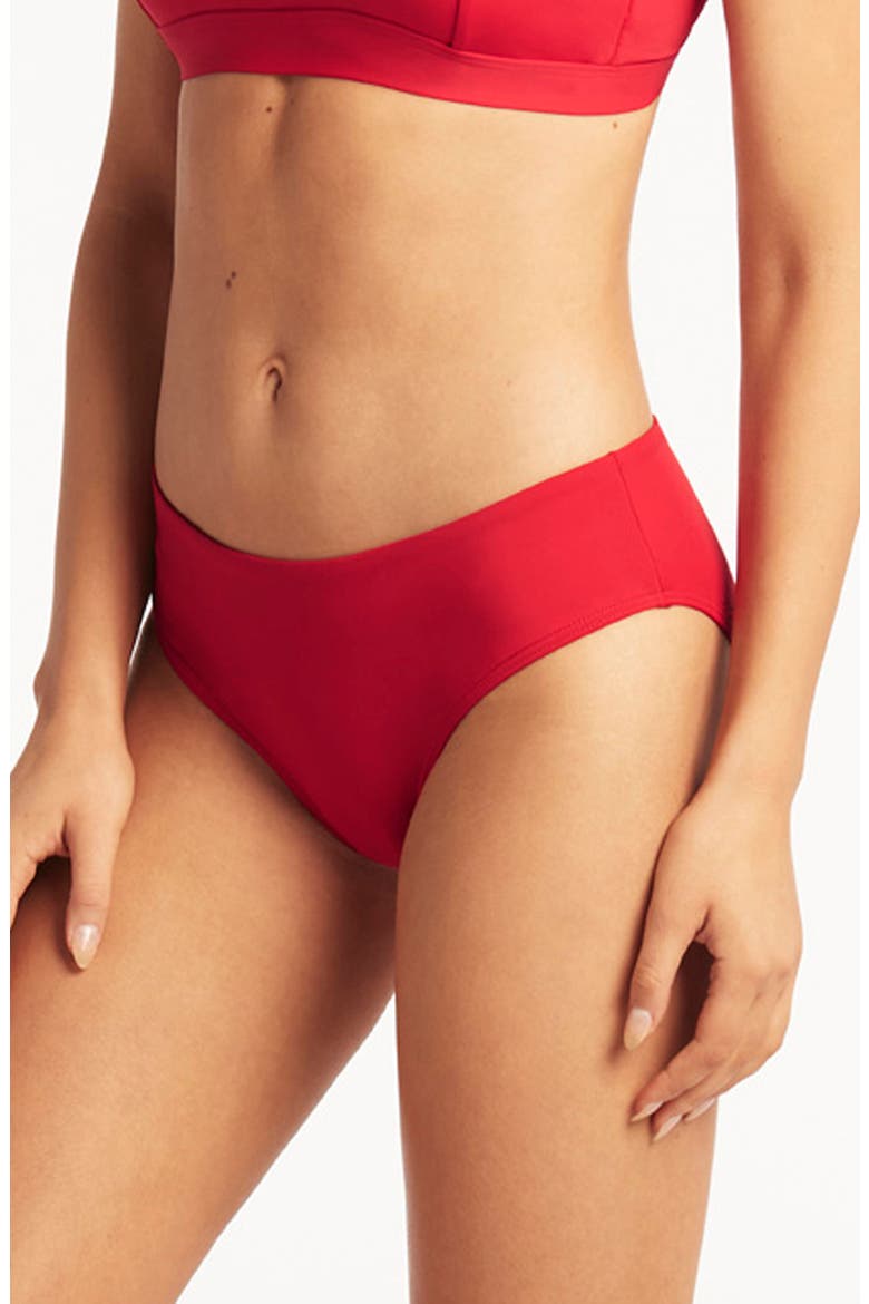 Mid Bikini Bottoms, Alternate, color, RED