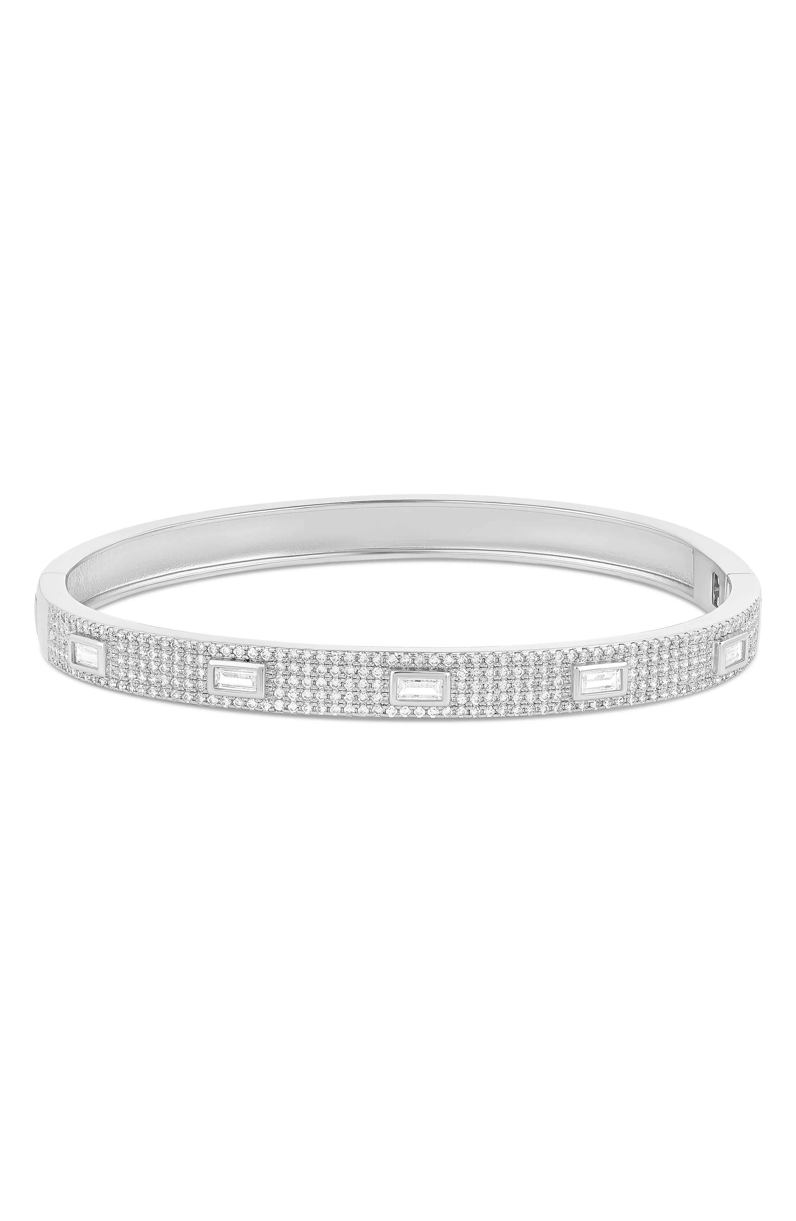 Shymi Baguette And Pavé Bangle In Metallic