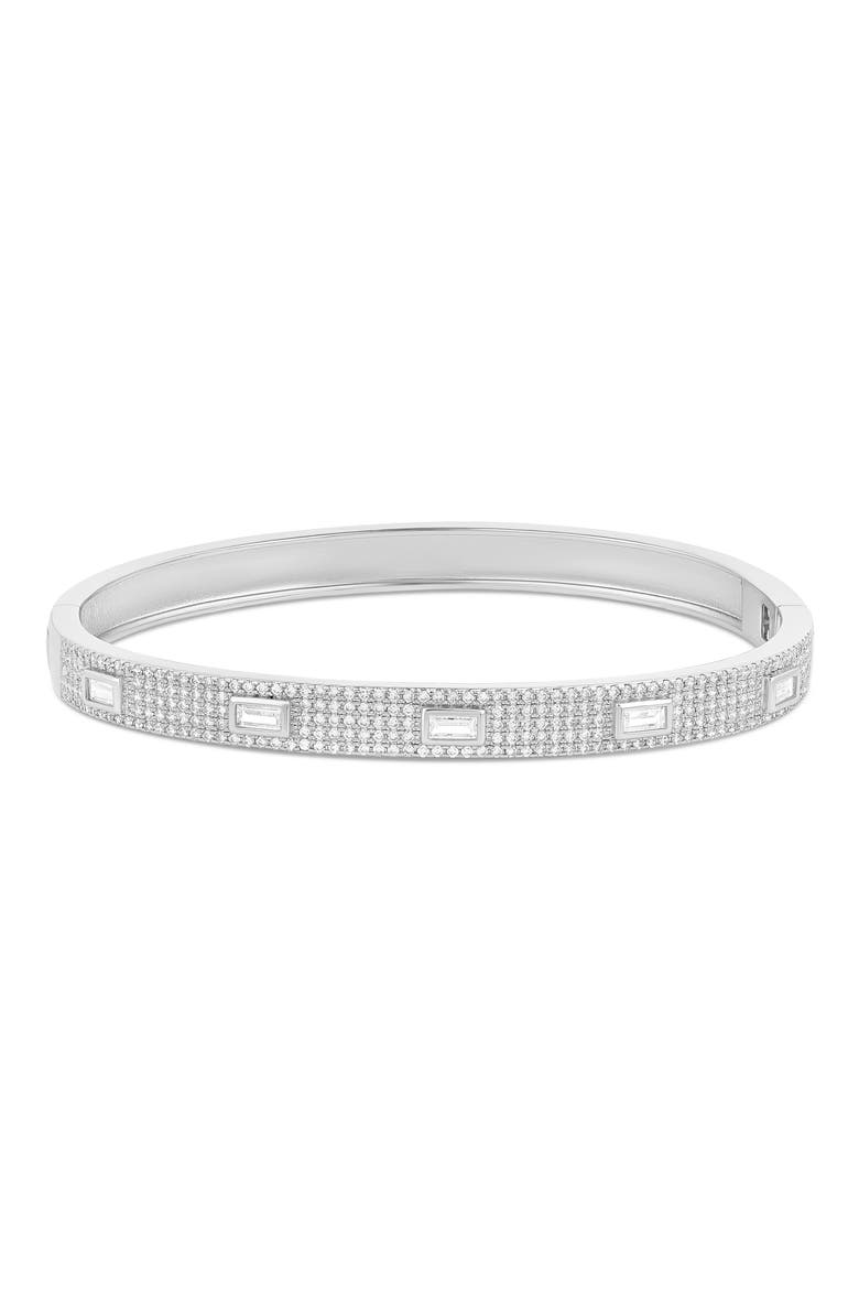 Baguette and Pavé Bangle, Main, color, SILVER