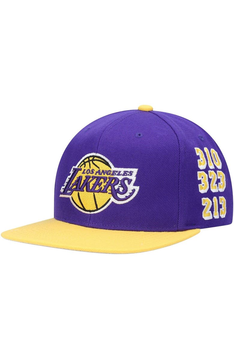 Mitchell & Ness Men's Mitchell & Ness Purple Los Angeles Lakers Area Code Snapback Hat, Main, color, Purple