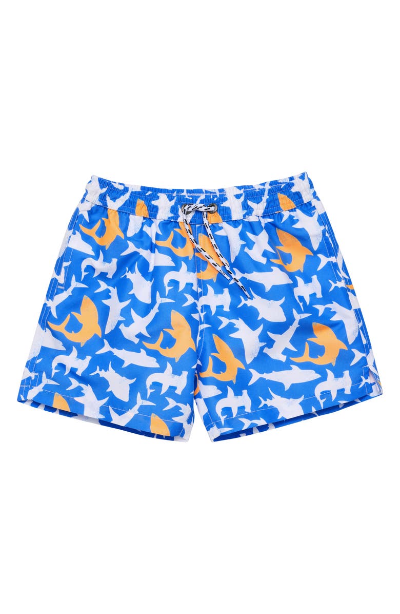 Snapper Rock Kids' Shark Squad Swim Trunks, Main, color, Blue