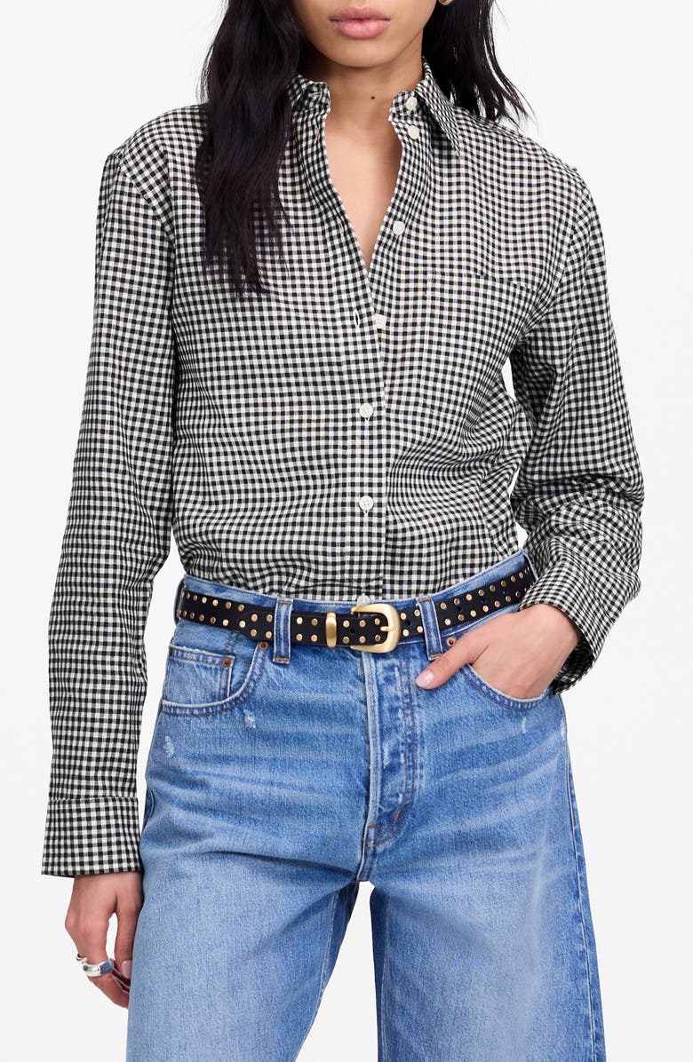 Relaxed Curved Hem Button-Up Shirt