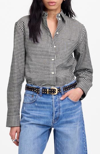 Relaxed Curved Hem Button-Up Shirt