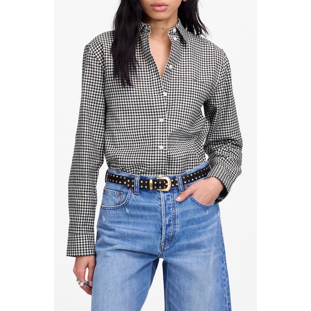 Madewell Relaxed Curved-hem Button-up Shirt In Gray